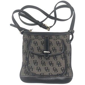 DOONEY & BOURKE Black Grey Canvas Logo Signature Crossbody Handbag
